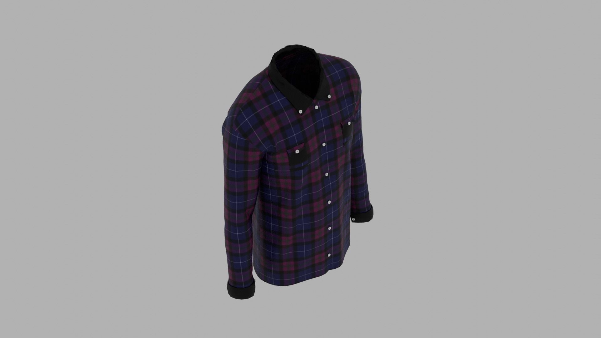 Shirt mannequin wearing plaid Low-poly 3D model_7