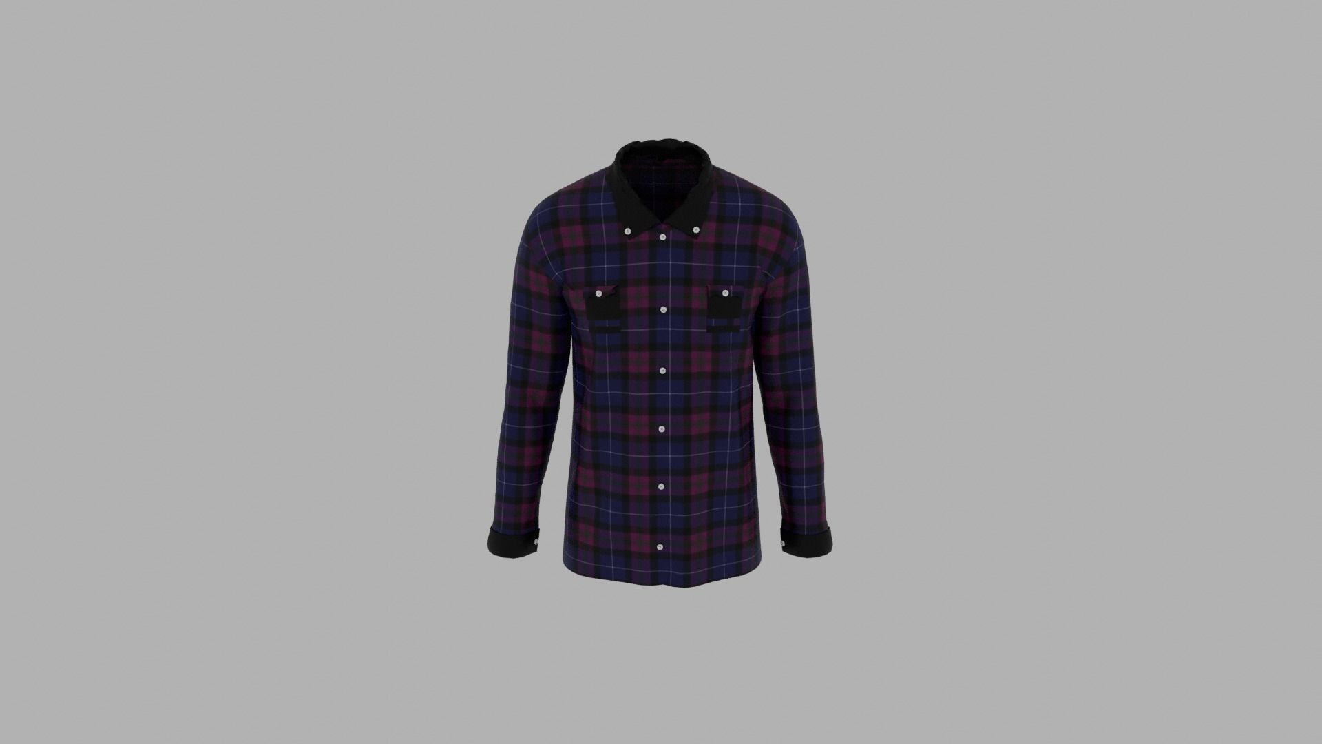 Shirt mannequin wearing plaid Low-poly 3D model_5
