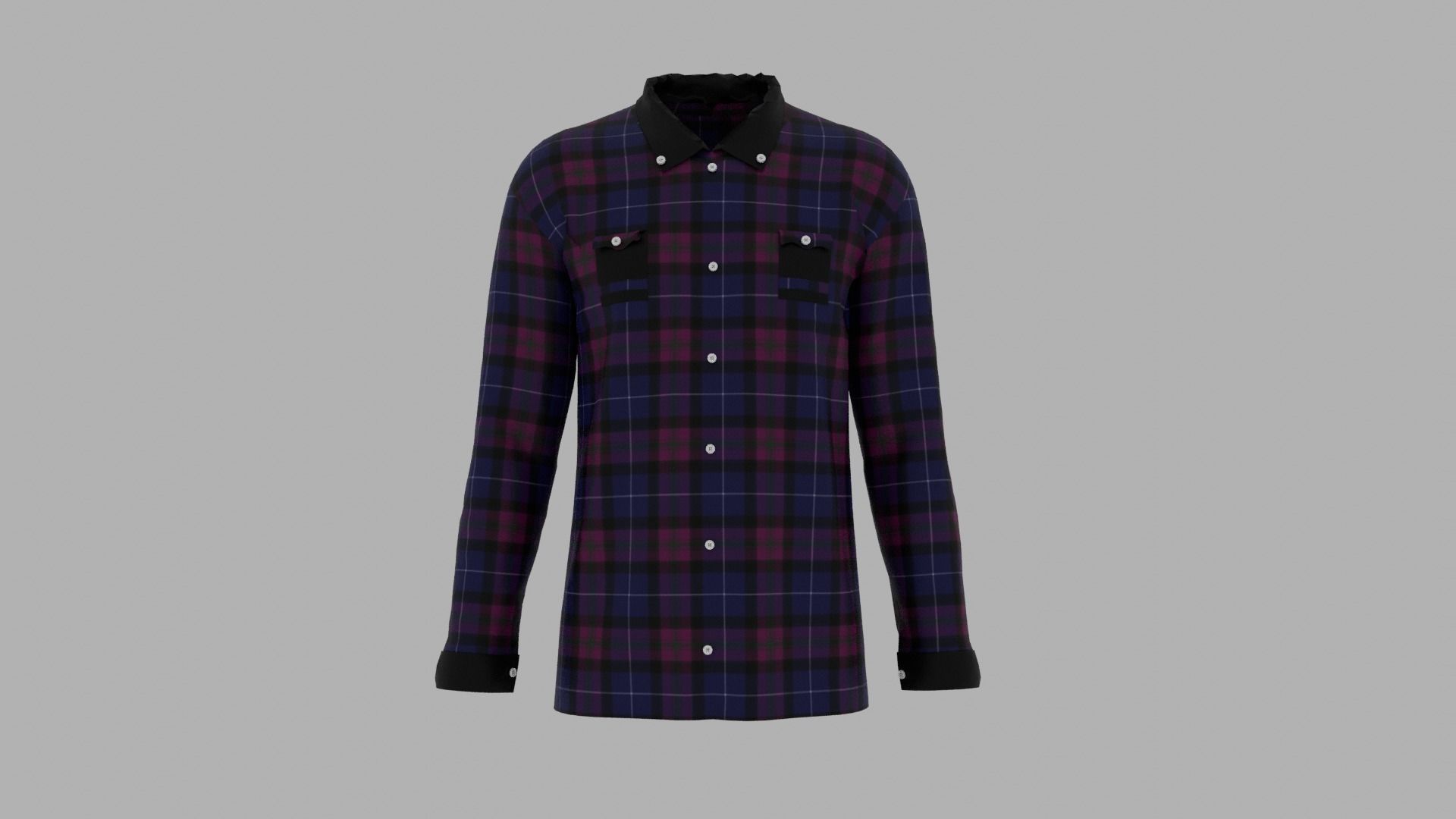 Shirt mannequin wearing plaid Low-poly 3D model_1
