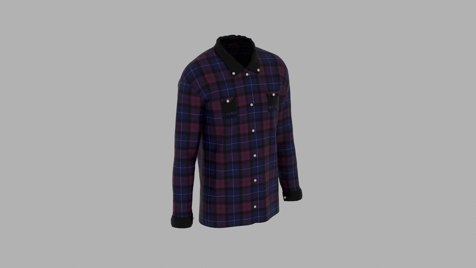 Shirt mannequin wearing plaid Low-poly 3D model_4