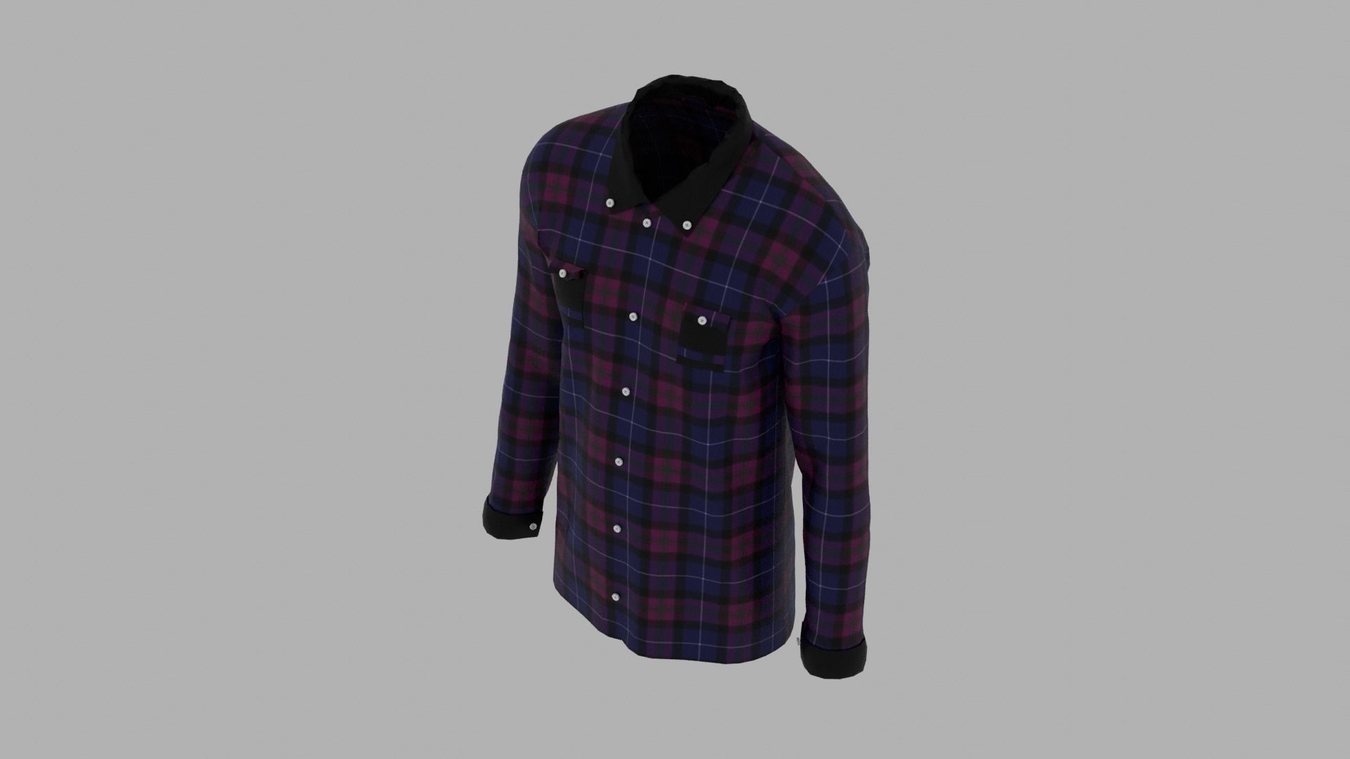 Shirt mannequin wearing plaid Low-poly 3D model_6