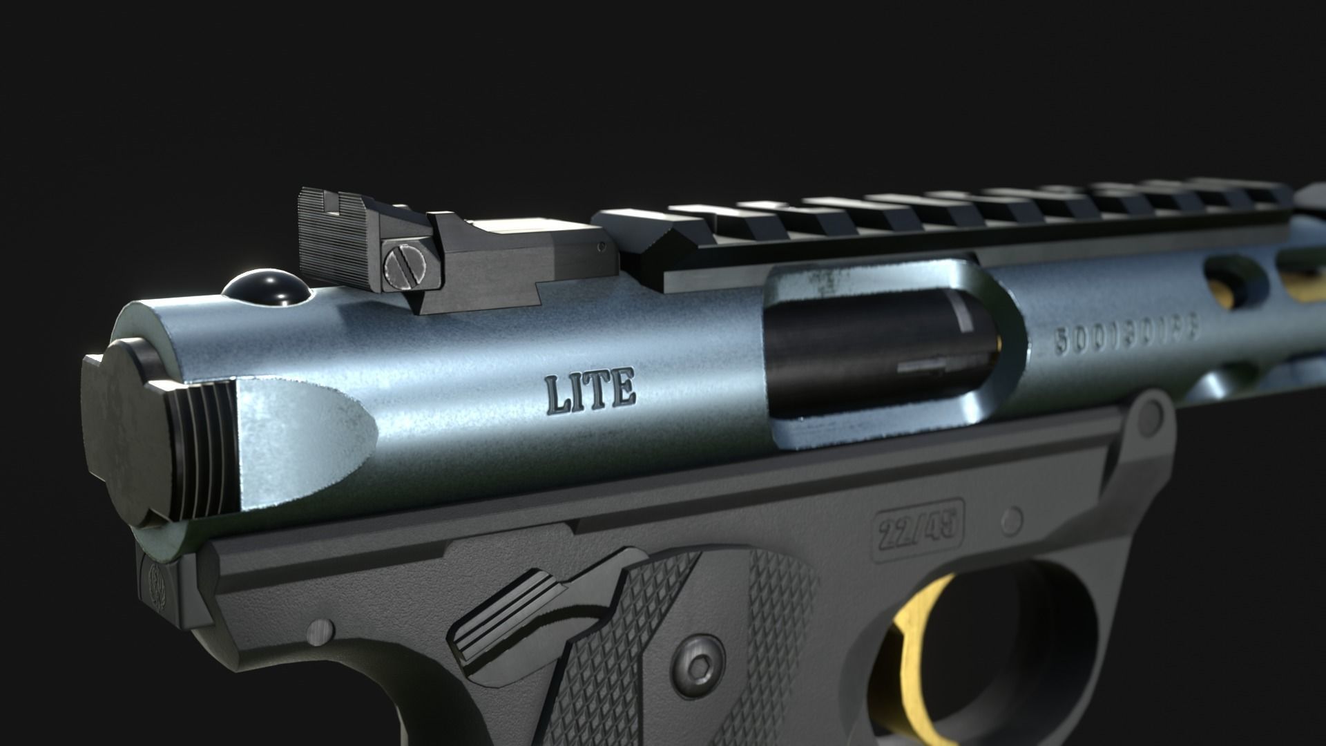 Ruger MK IV Lite Pistol - Game Asset Low-poly 3D model_3