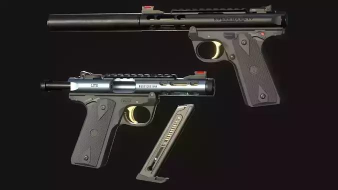 Ruger MK IV Lite Pistol - Game Asset Low-poly 3D model