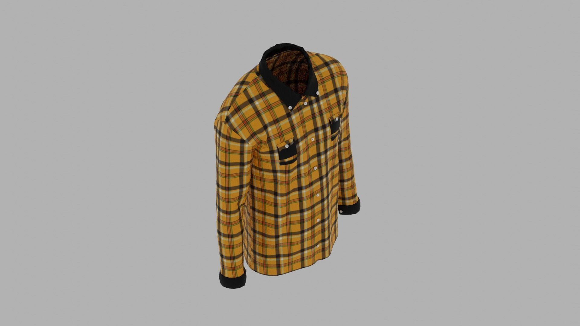 Shirt mannequin wearing plaid Low-poly 3D model_7