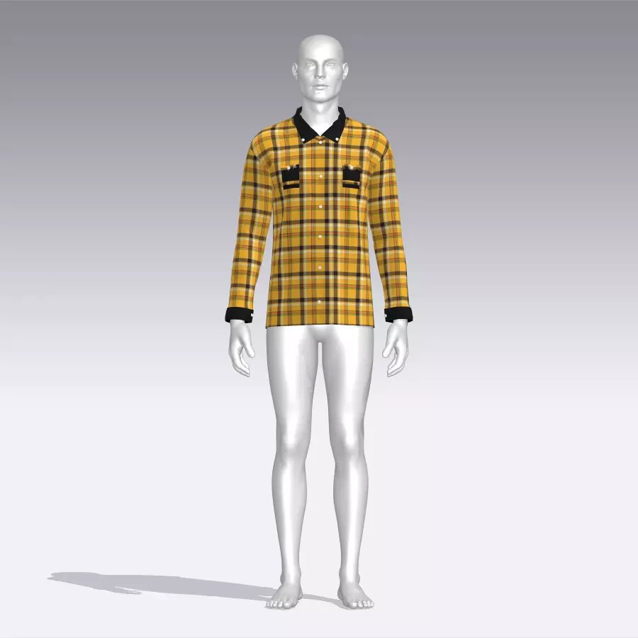 Shirt mannequin wearing plaid Low-poly 3D model_0