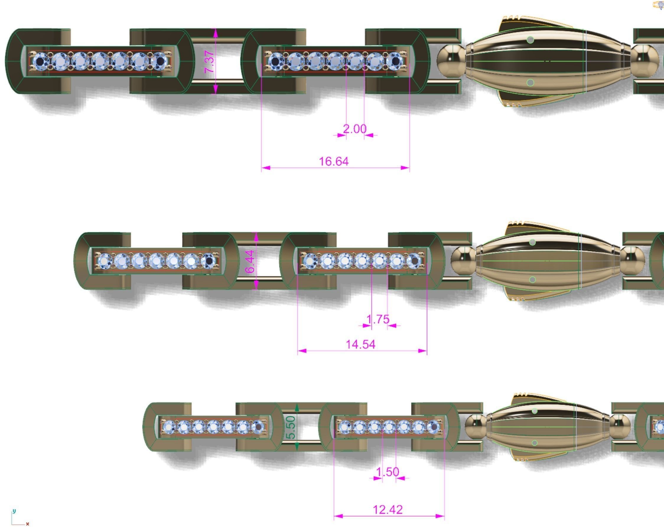 3 Size Gold Chain with lock New just STL 3D model_7