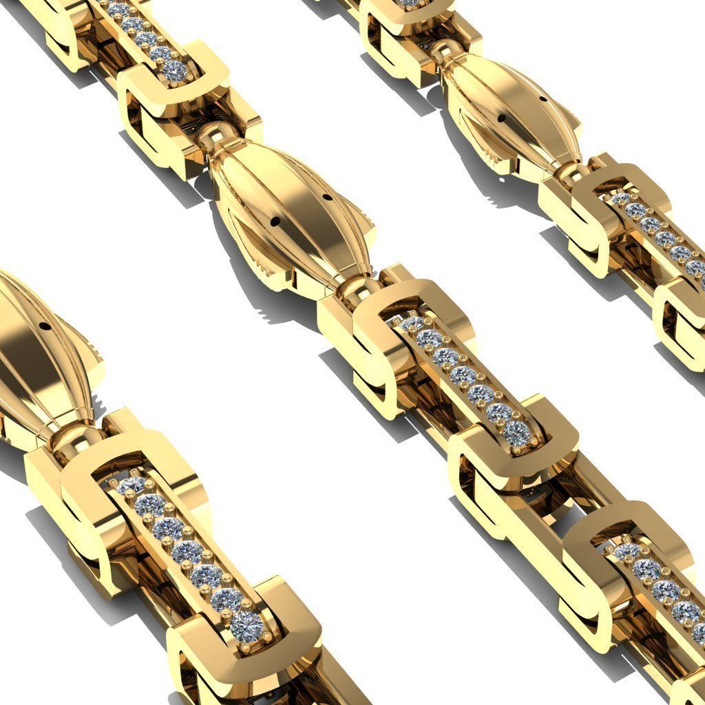 3 Size Gold Chain with lock New just STL 3D model_1
