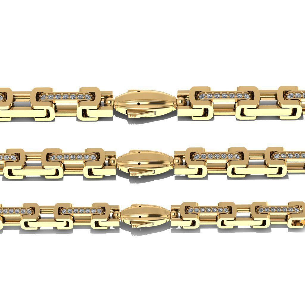 3 Size Gold Chain with lock New just STL 3D model_3