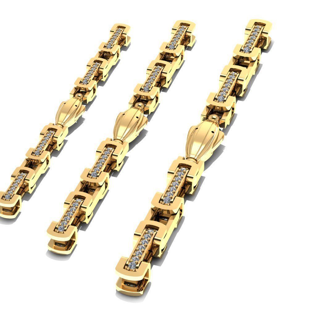 3 Size Gold Chain with lock New just STL 3D model_5