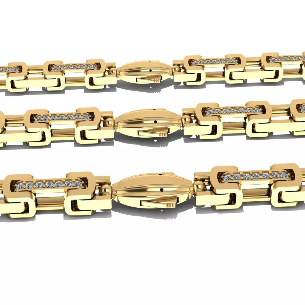 3 Size Gold Chain with lock New just STL 3D model_0