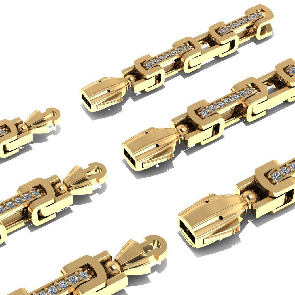 3 Size Gold Chain with lock New just STL 3D model_2