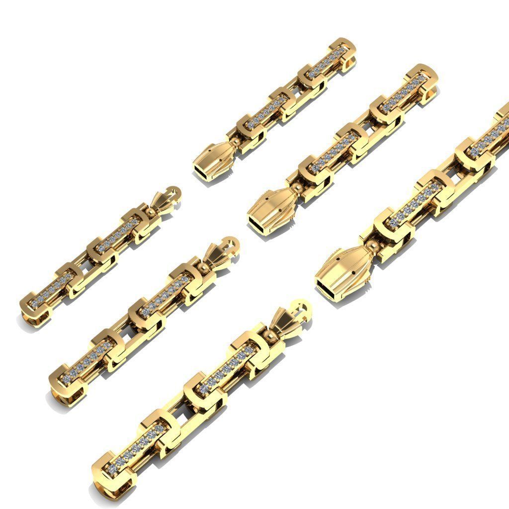 3 Size Gold Chain with lock New just STL 3D model_6