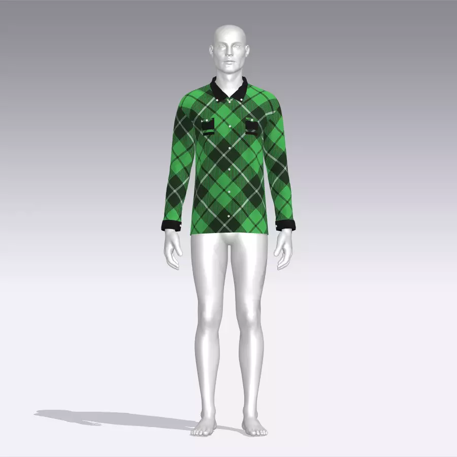 Shirt mannequin wearing plaid Low-poly 3D model_0
