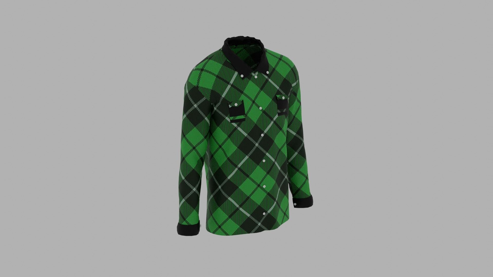 Shirt mannequin wearing plaid Low-poly 3D model_4