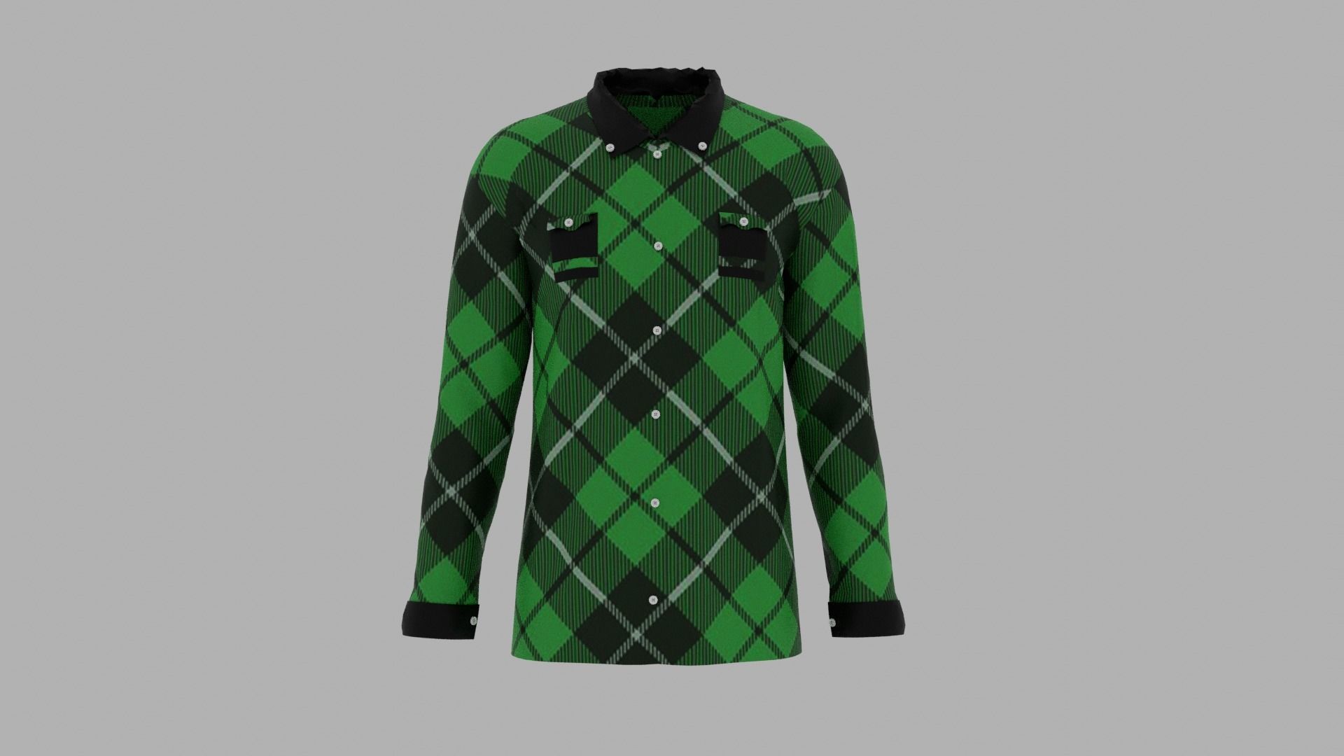 Shirt mannequin wearing plaid Low-poly 3D model_1