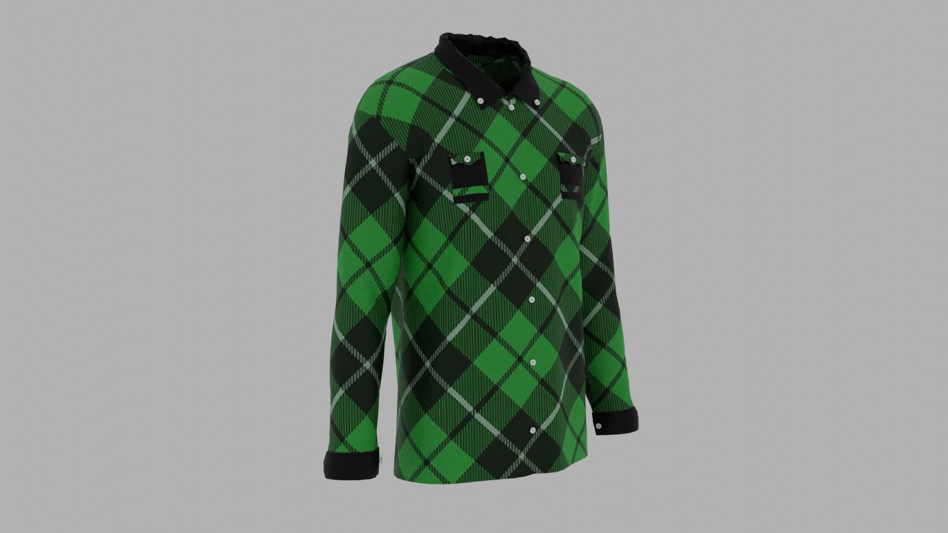 Shirt mannequin wearing plaid Low-poly 3D model_3