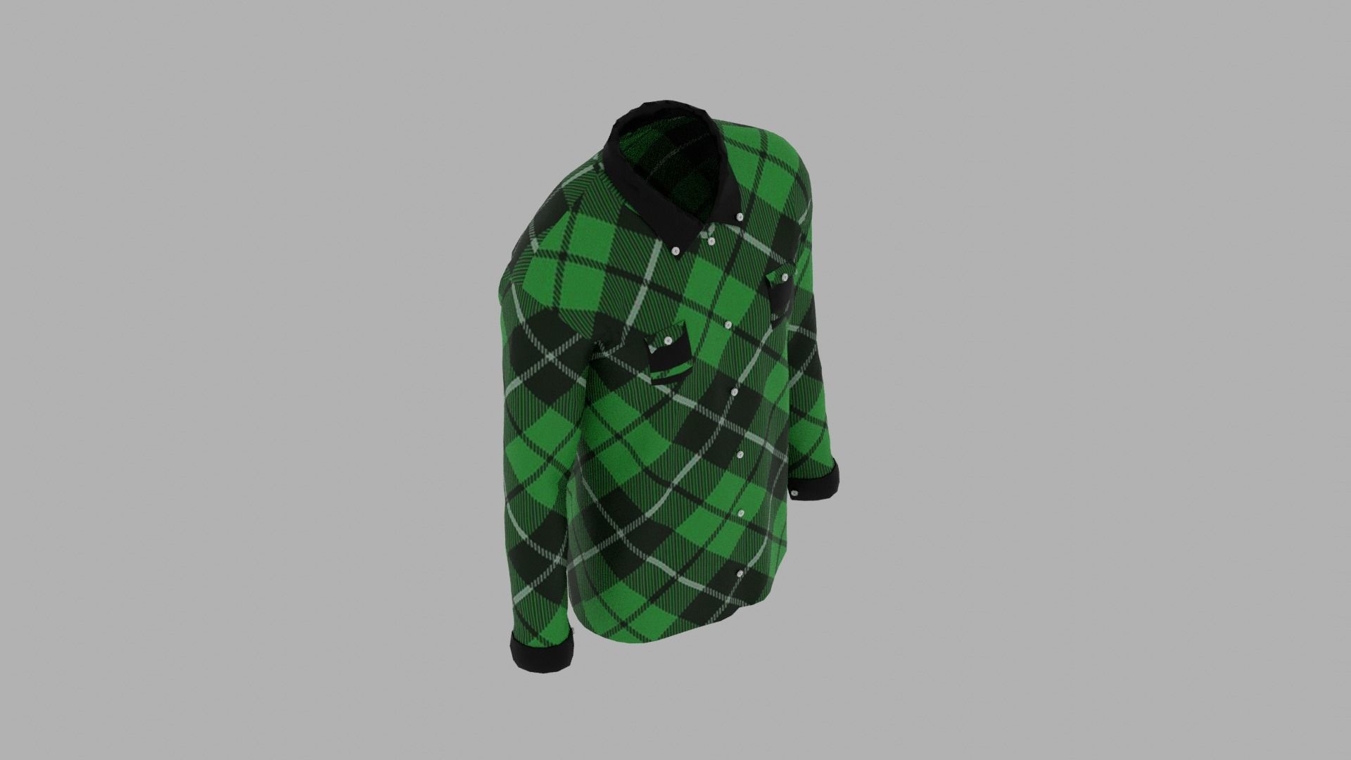 Shirt mannequin wearing plaid Low-poly 3D model_7