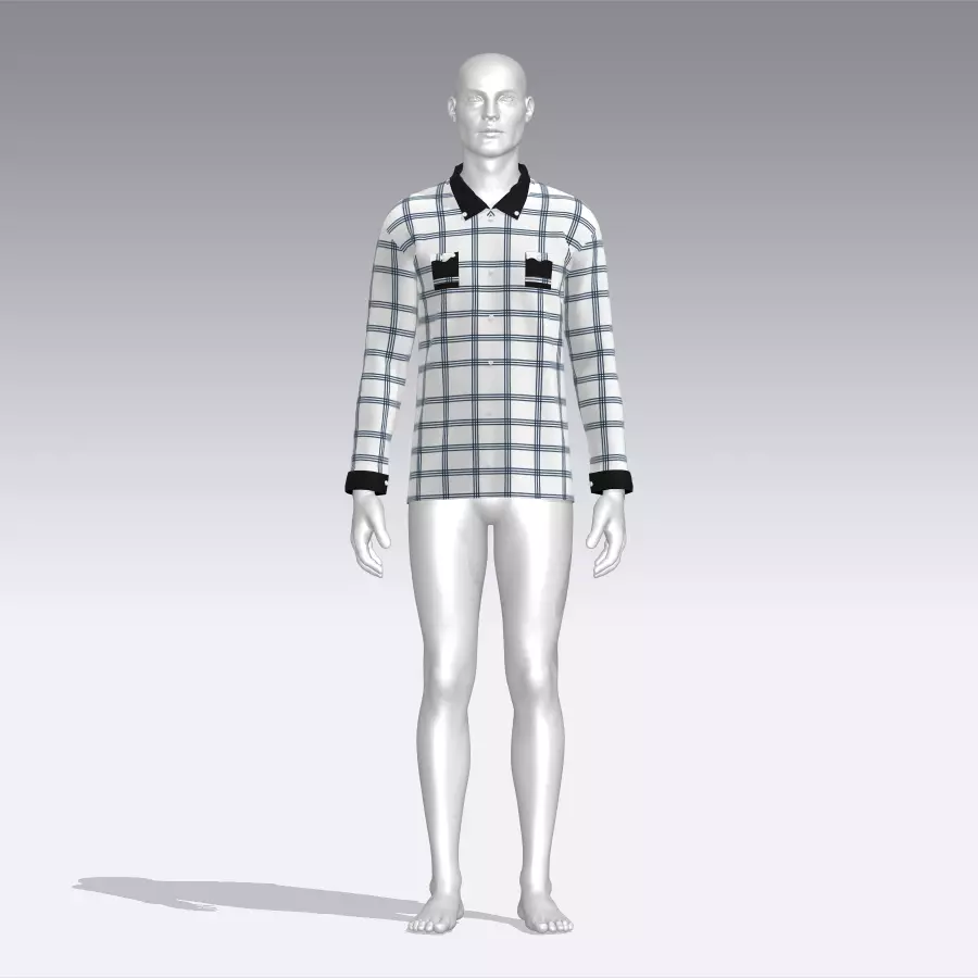 Shirt mannequin wearing plaid Low-poly 3D model_0