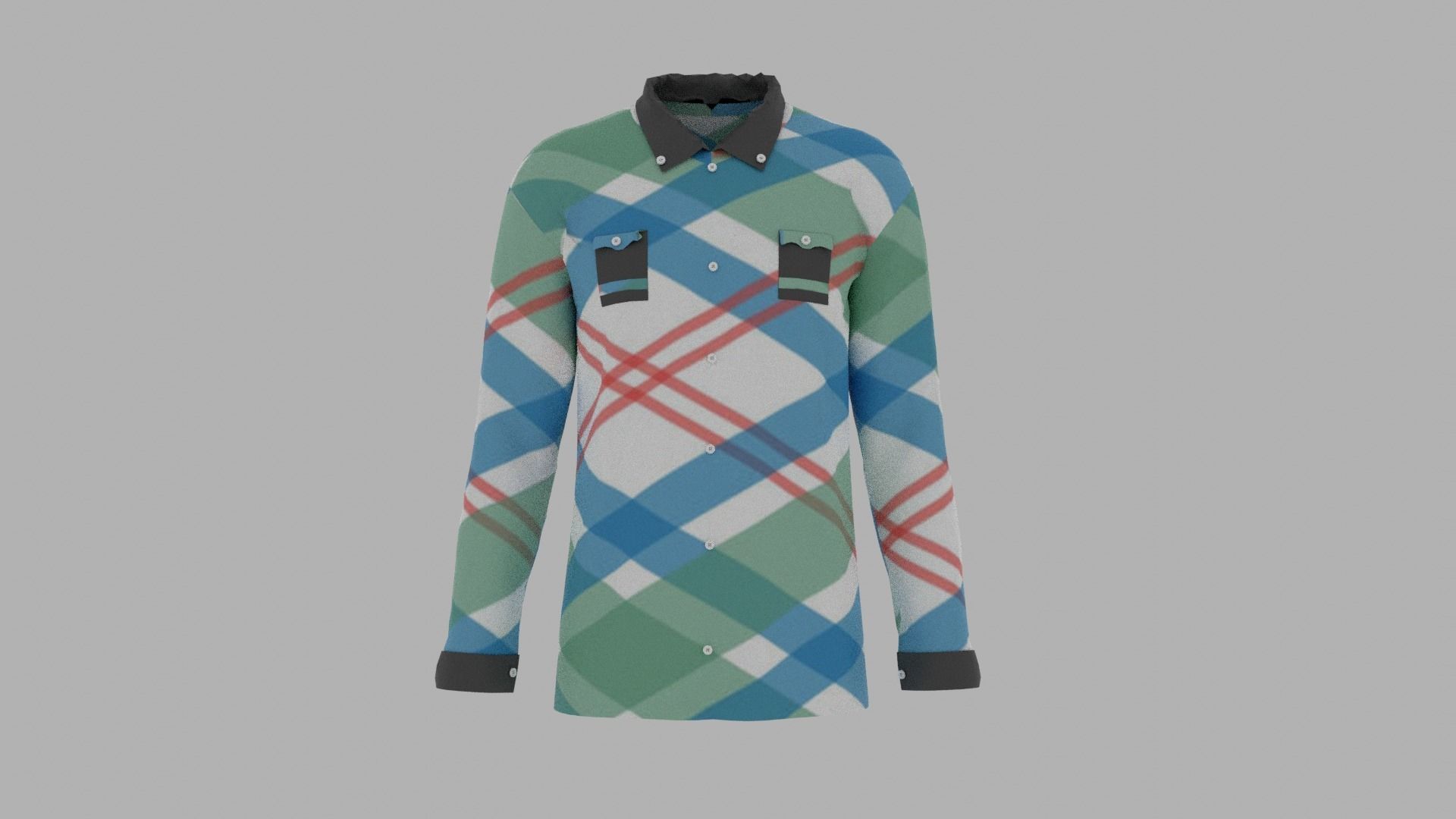 Shirt mannequin wearing plaid Low-poly 3D model_1