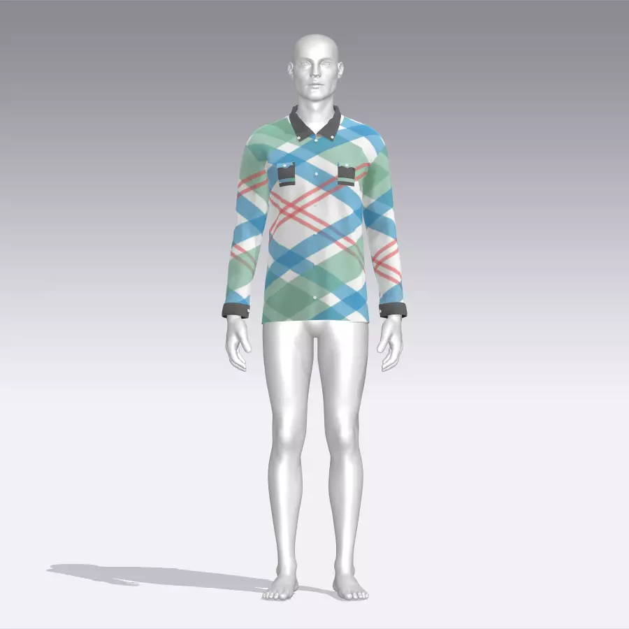 Shirt mannequin wearing plaid Low-poly 3D model_0
