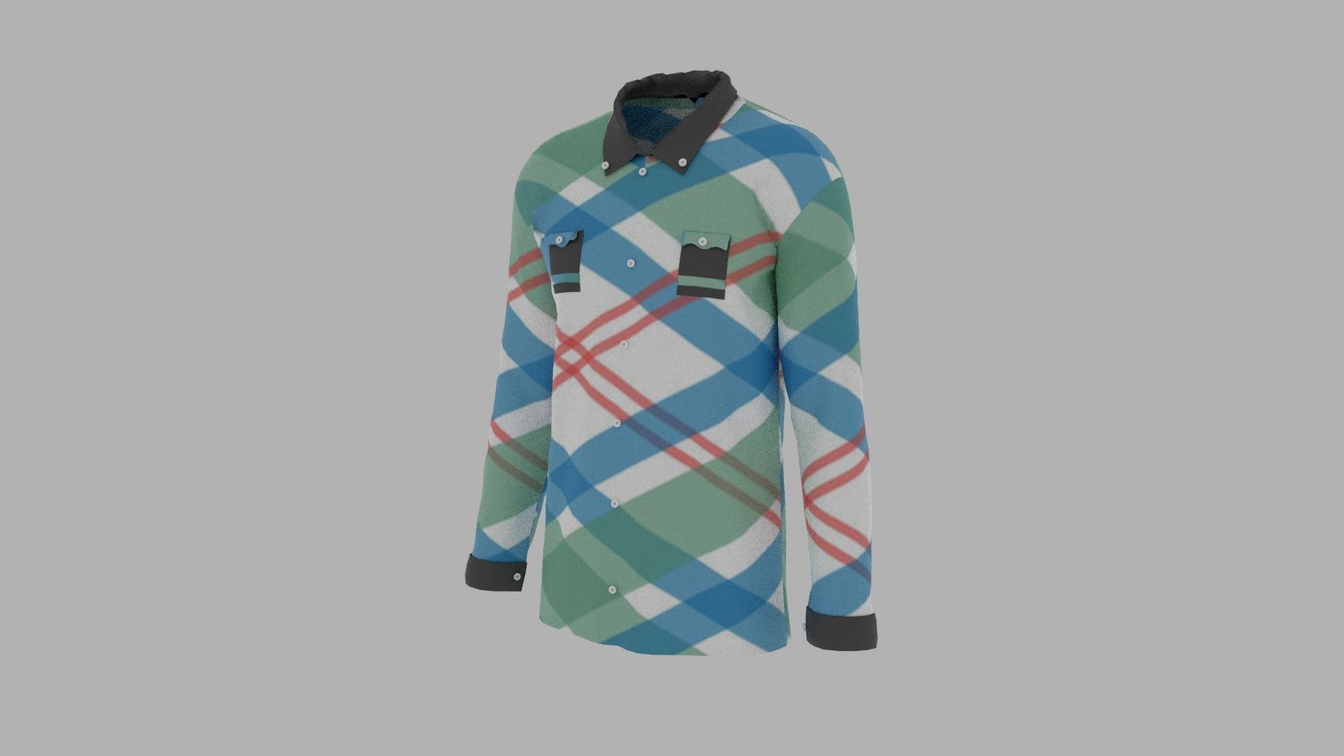 Shirt mannequin wearing plaid Low-poly 3D model_2