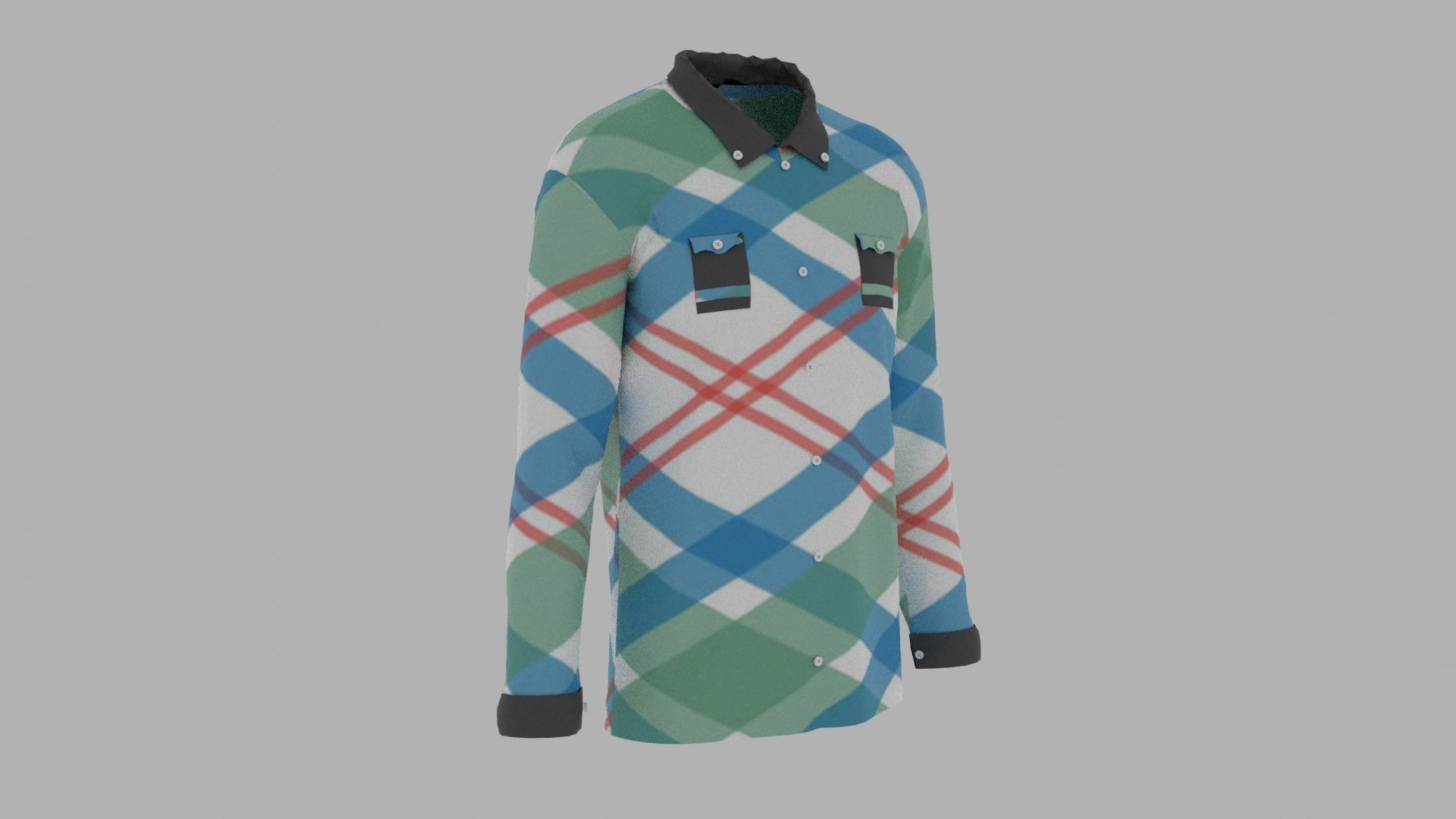 Shirt mannequin wearing plaid Low-poly 3D model_3