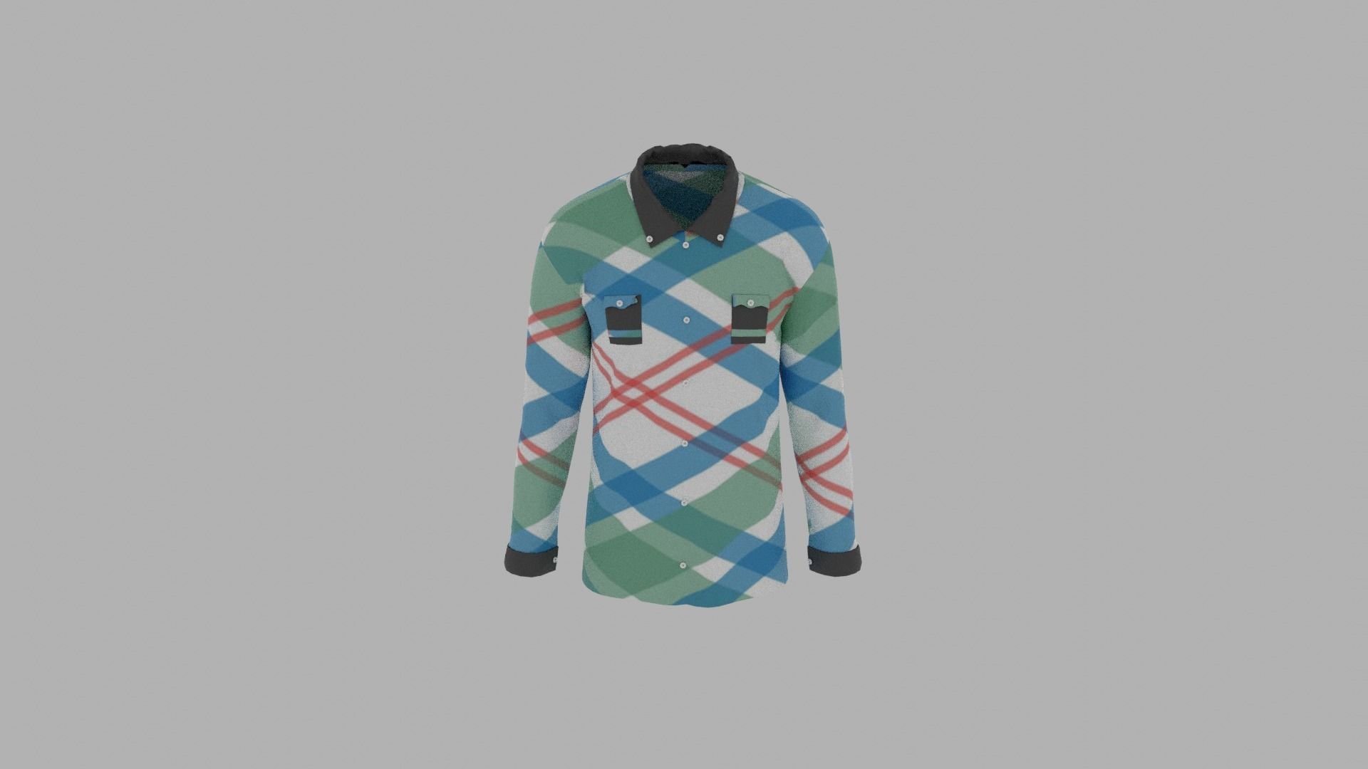 Shirt mannequin wearing plaid Low-poly 3D model_5
