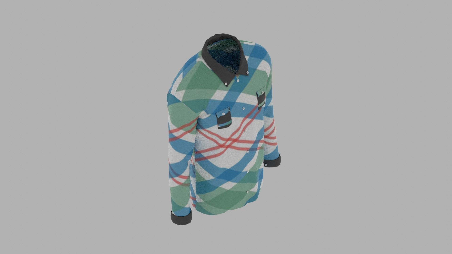 Shirt mannequin wearing plaid Low-poly 3D model_7