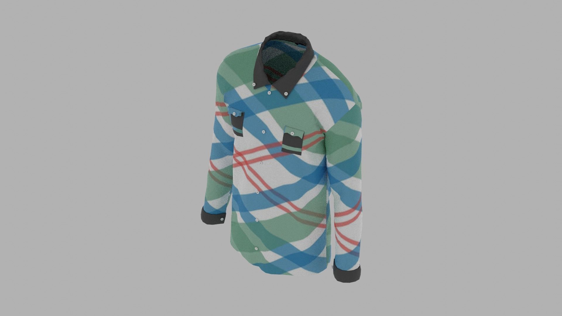 Shirt mannequin wearing plaid Low-poly 3D model_6