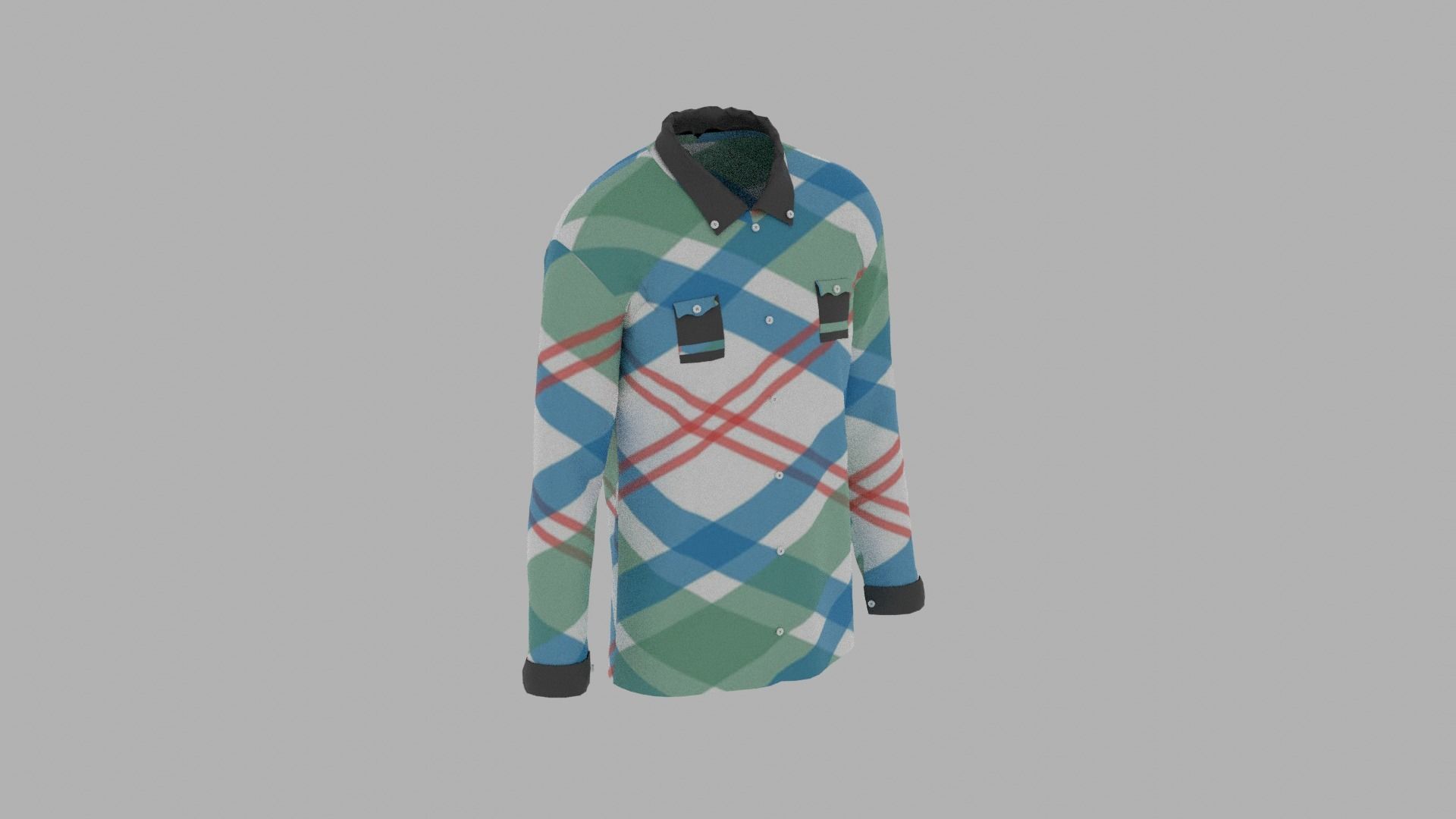 Shirt mannequin wearing plaid Low-poly 3D model_4