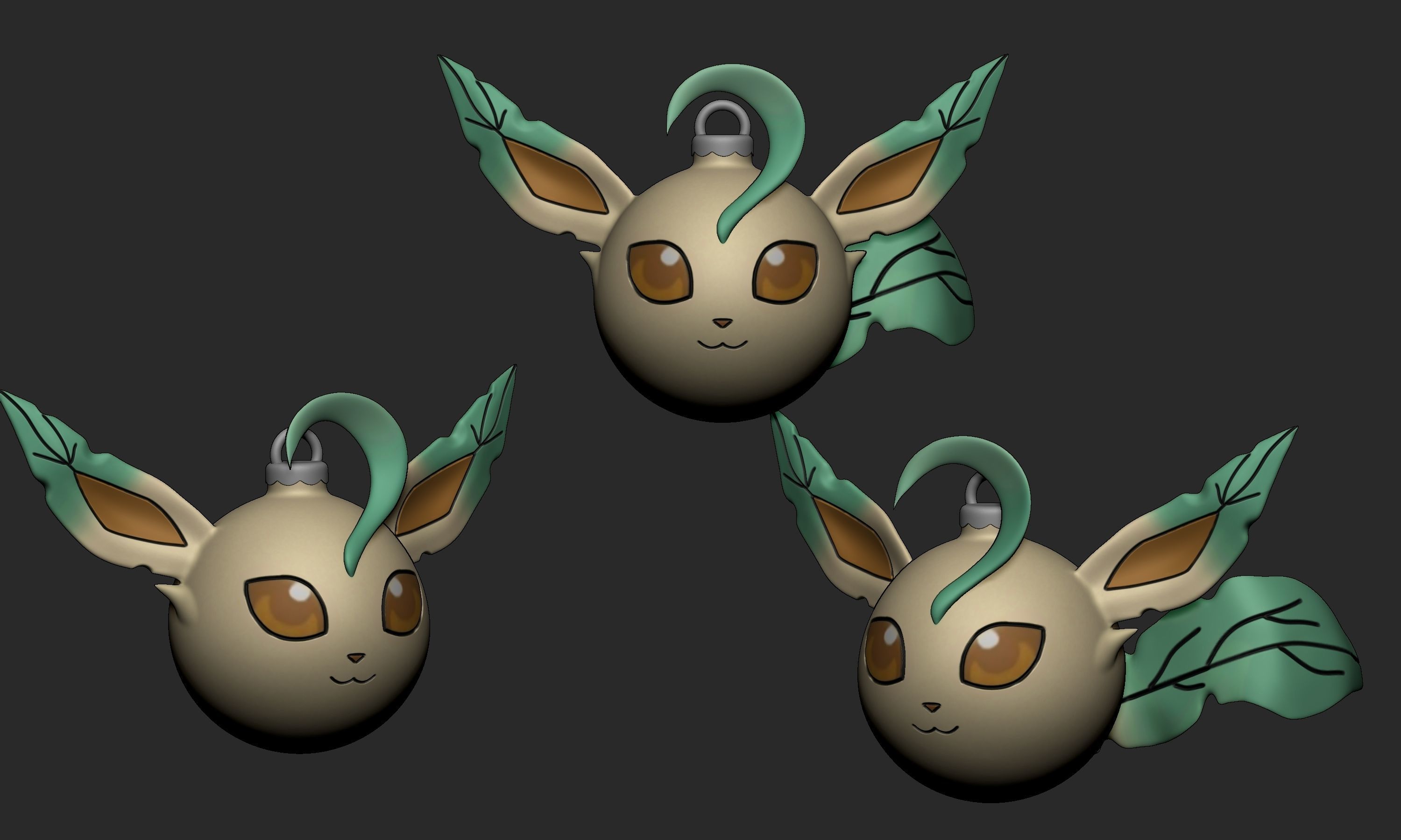 Pokemon - Christmas Ornament Leafeon  3D print model_2