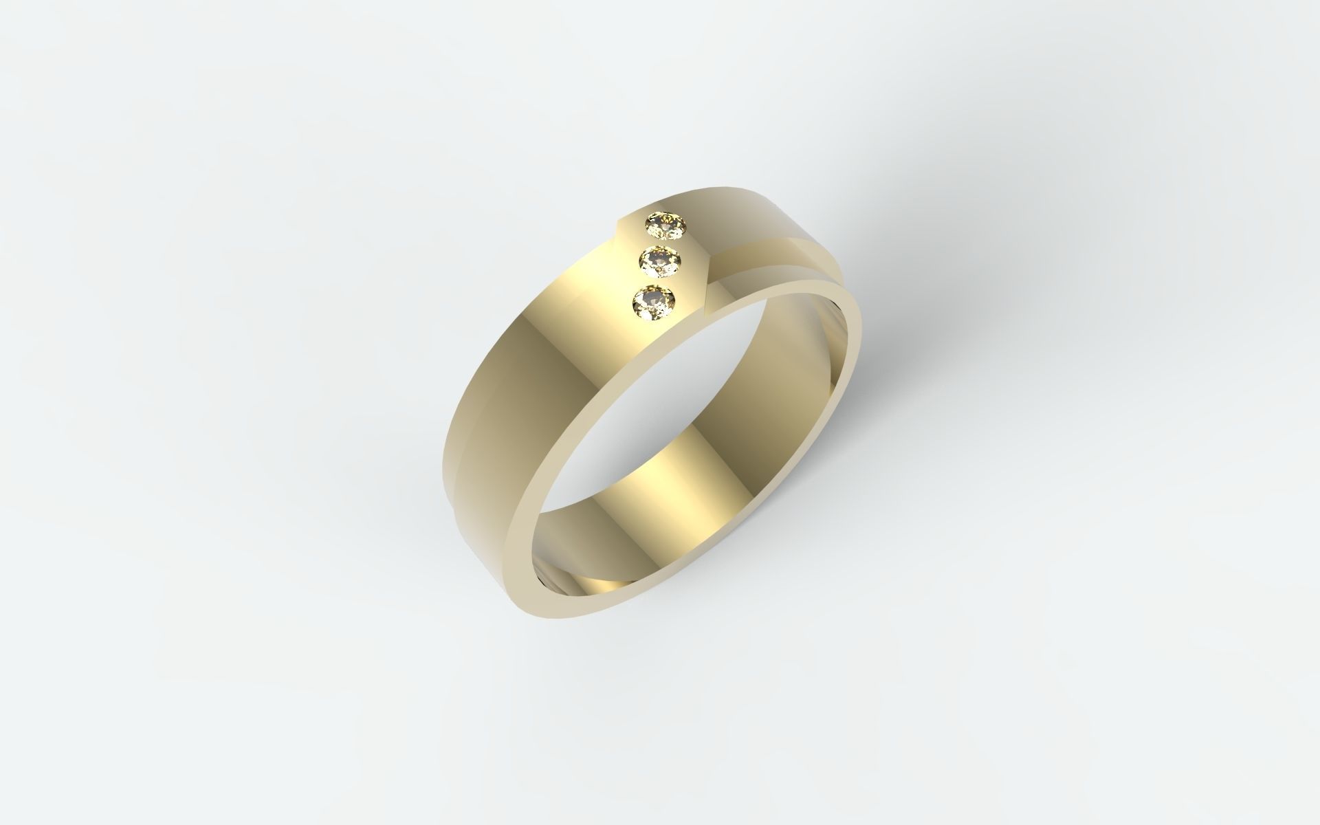 Three stones ring 3D print model_1