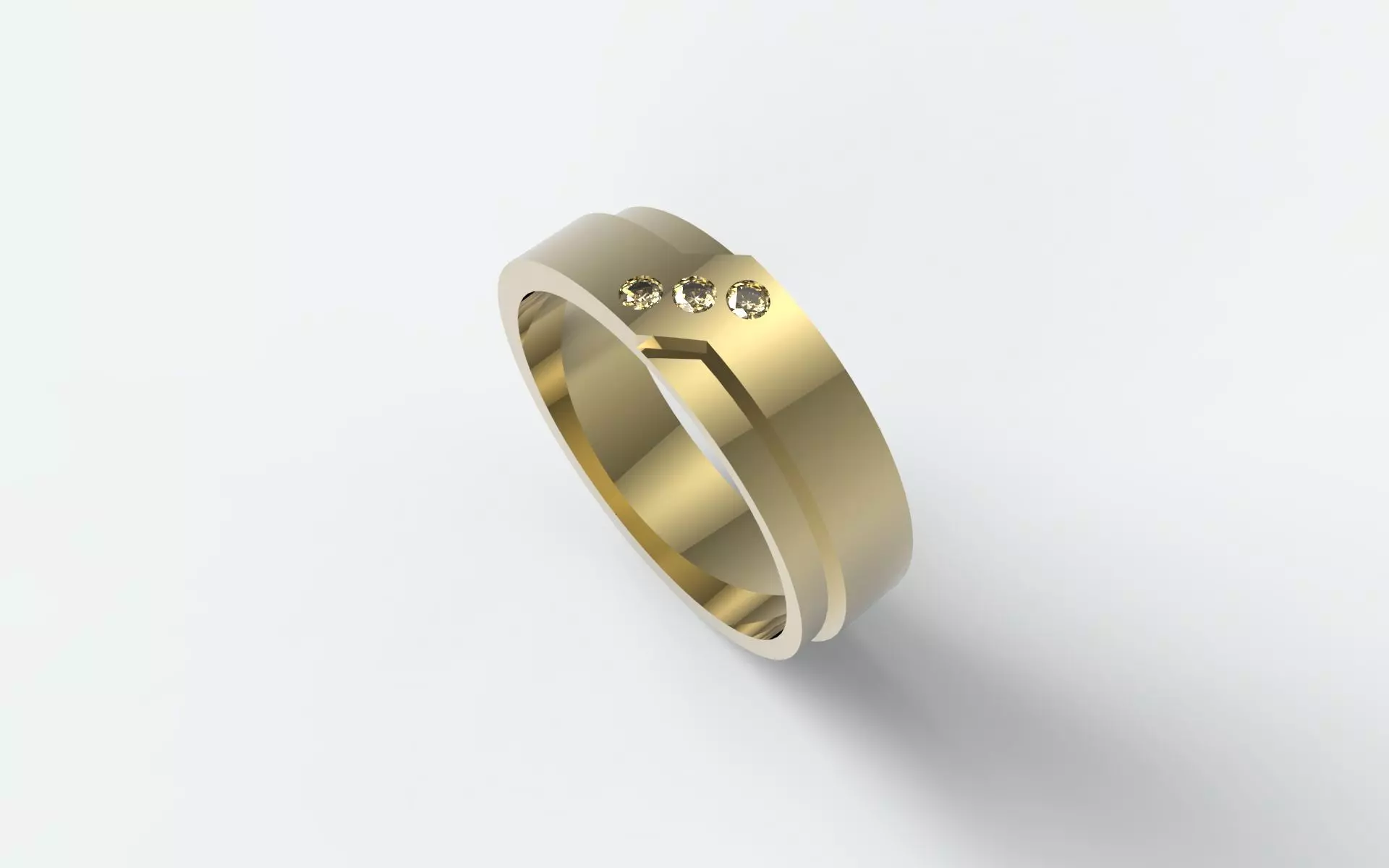 Three stones ring 3D print model_0