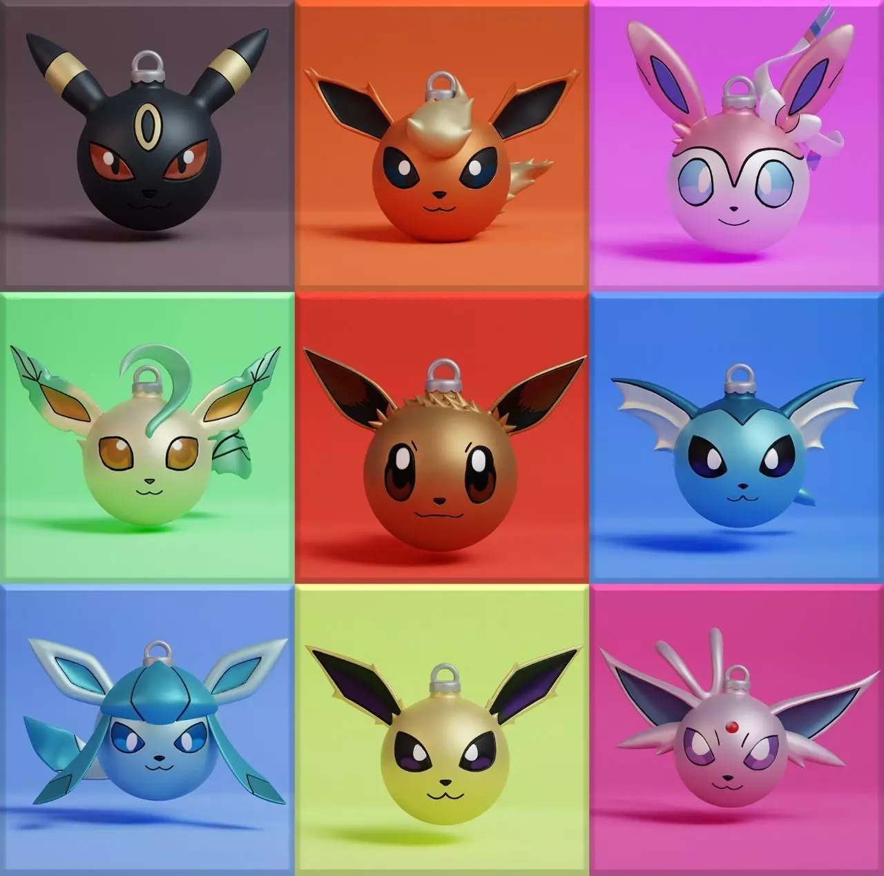 Pokemon - Christmas Ornament All Eeveelutions 3D print model_0
