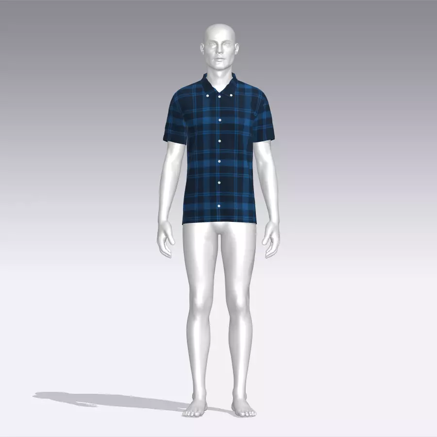 Shirt mannequin wearing plaid Low-poly 3D model_0