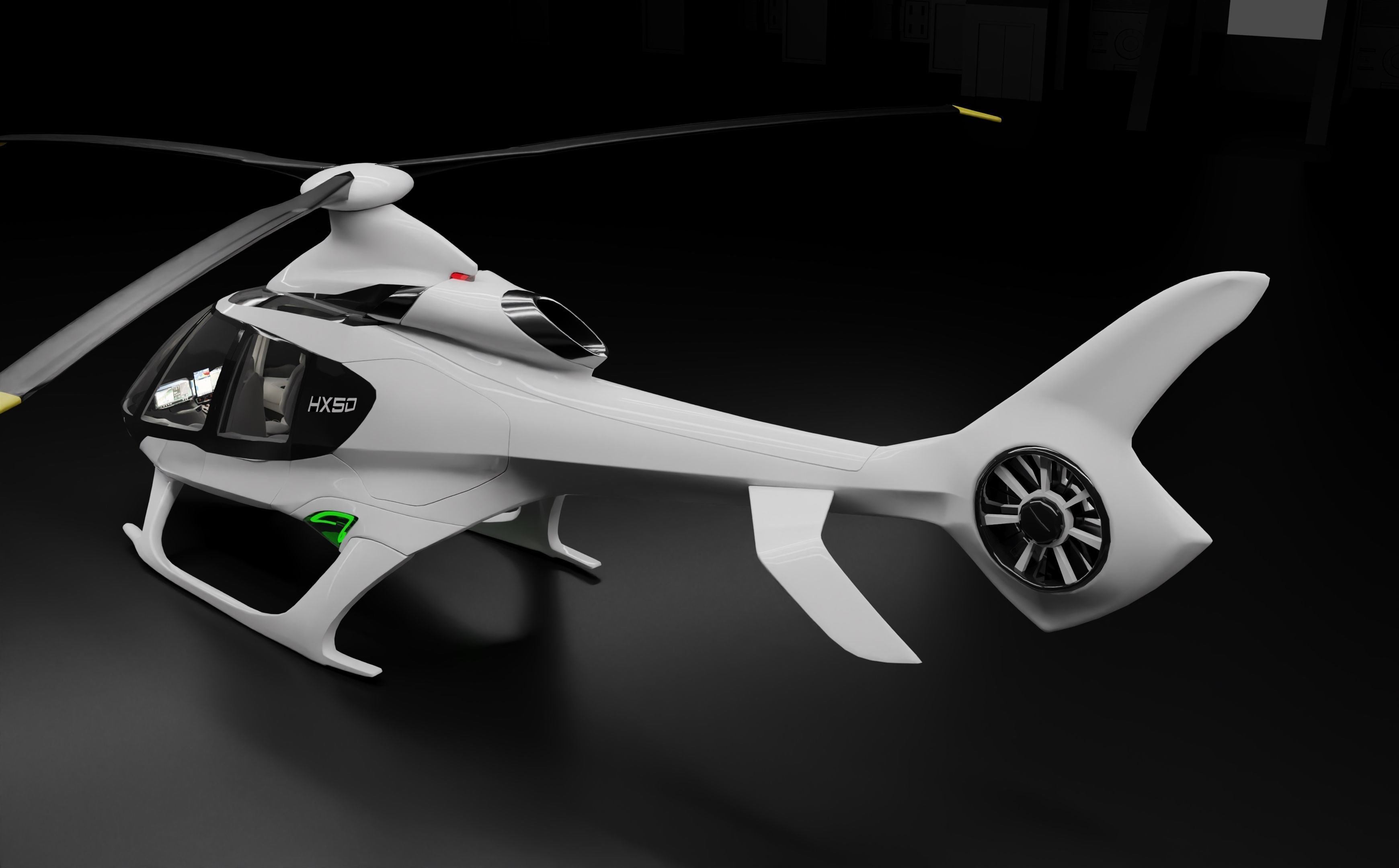 Hill HX50 Concept helicopter Low-poly 3D model_7