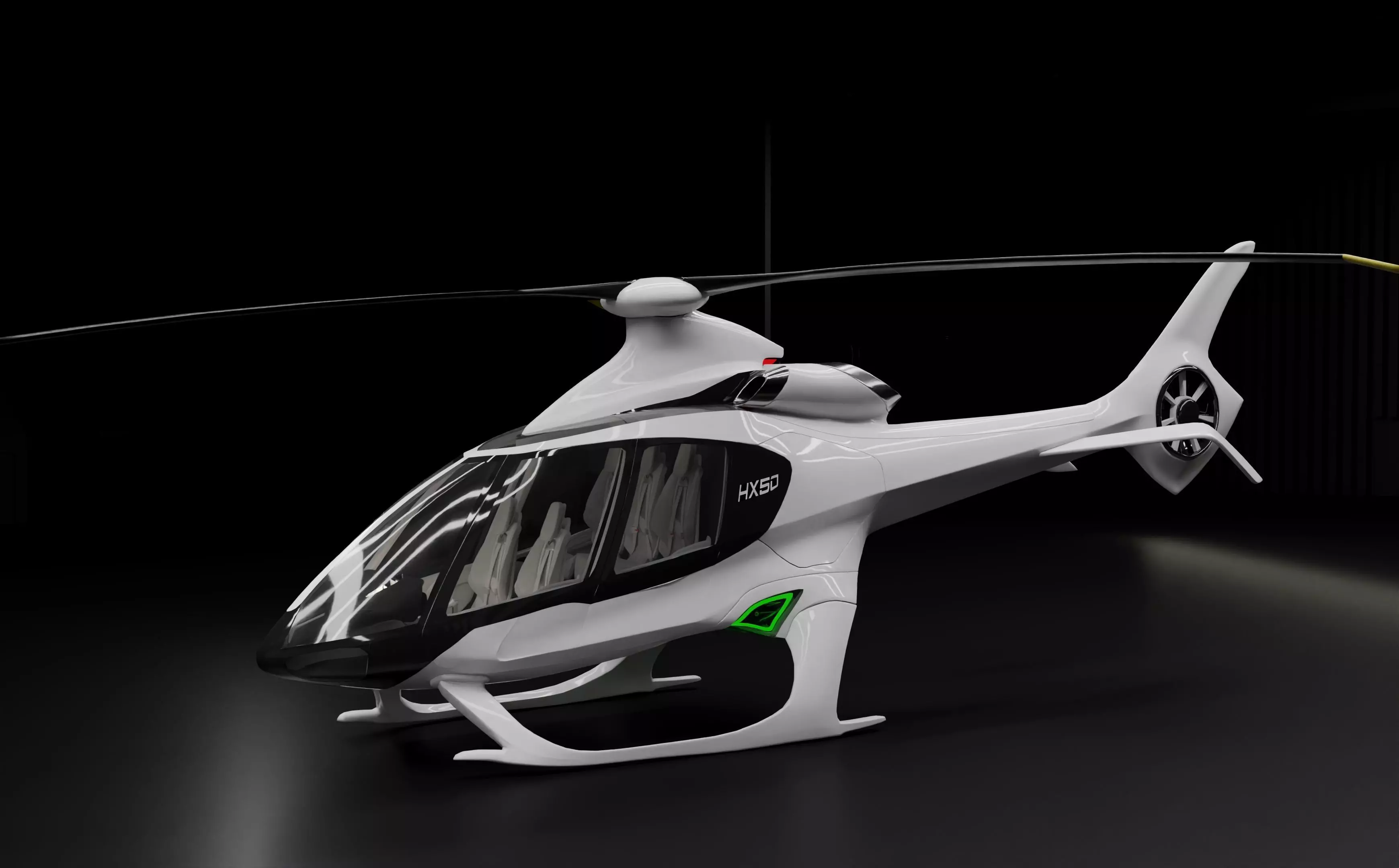 Hill HX50 Concept helicopter Low-poly 3D model_0