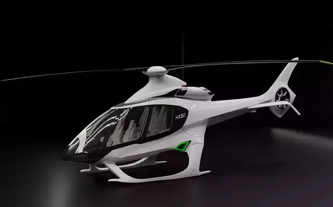Hill HX50 Concept helicopter Low-poly 3D model