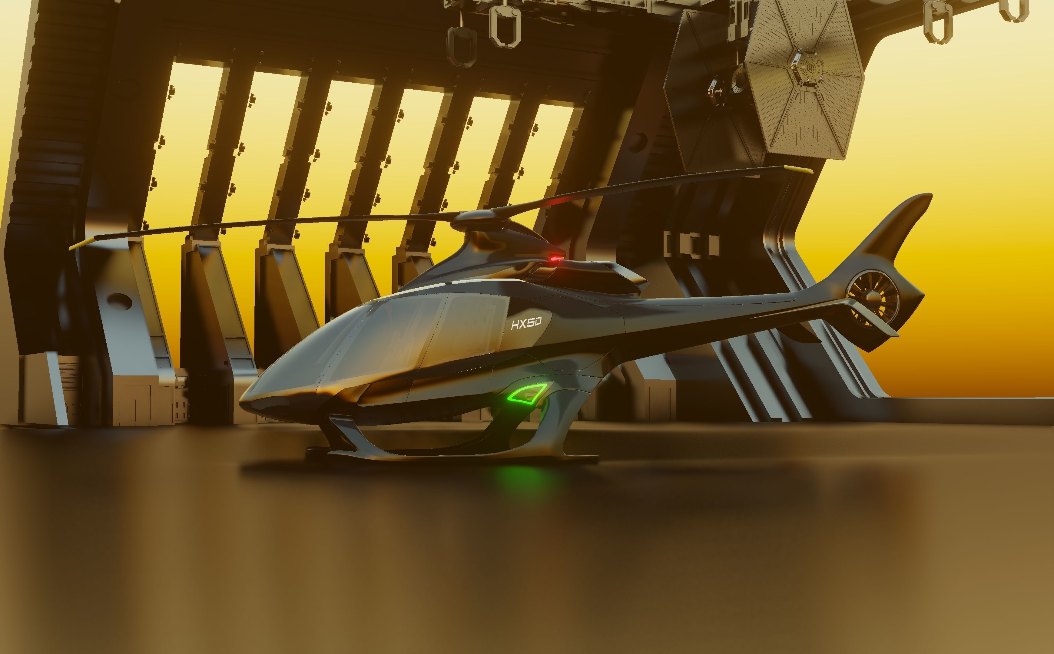 Hill HX50 Concept helicopter Low-poly 3D model_2