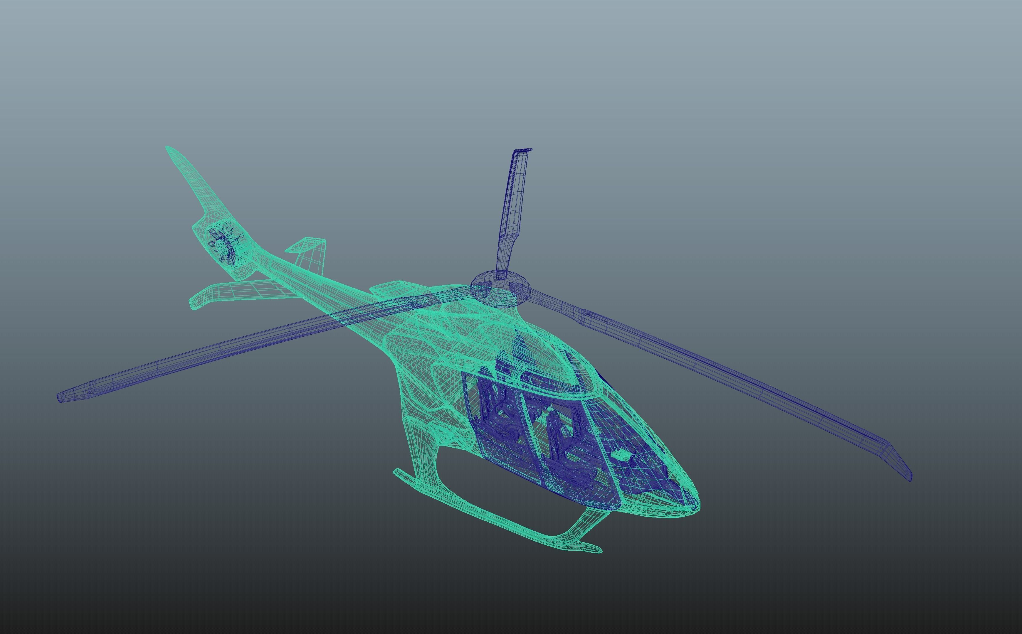 Hill HX50 Concept helicopter Low-poly 3D model_14