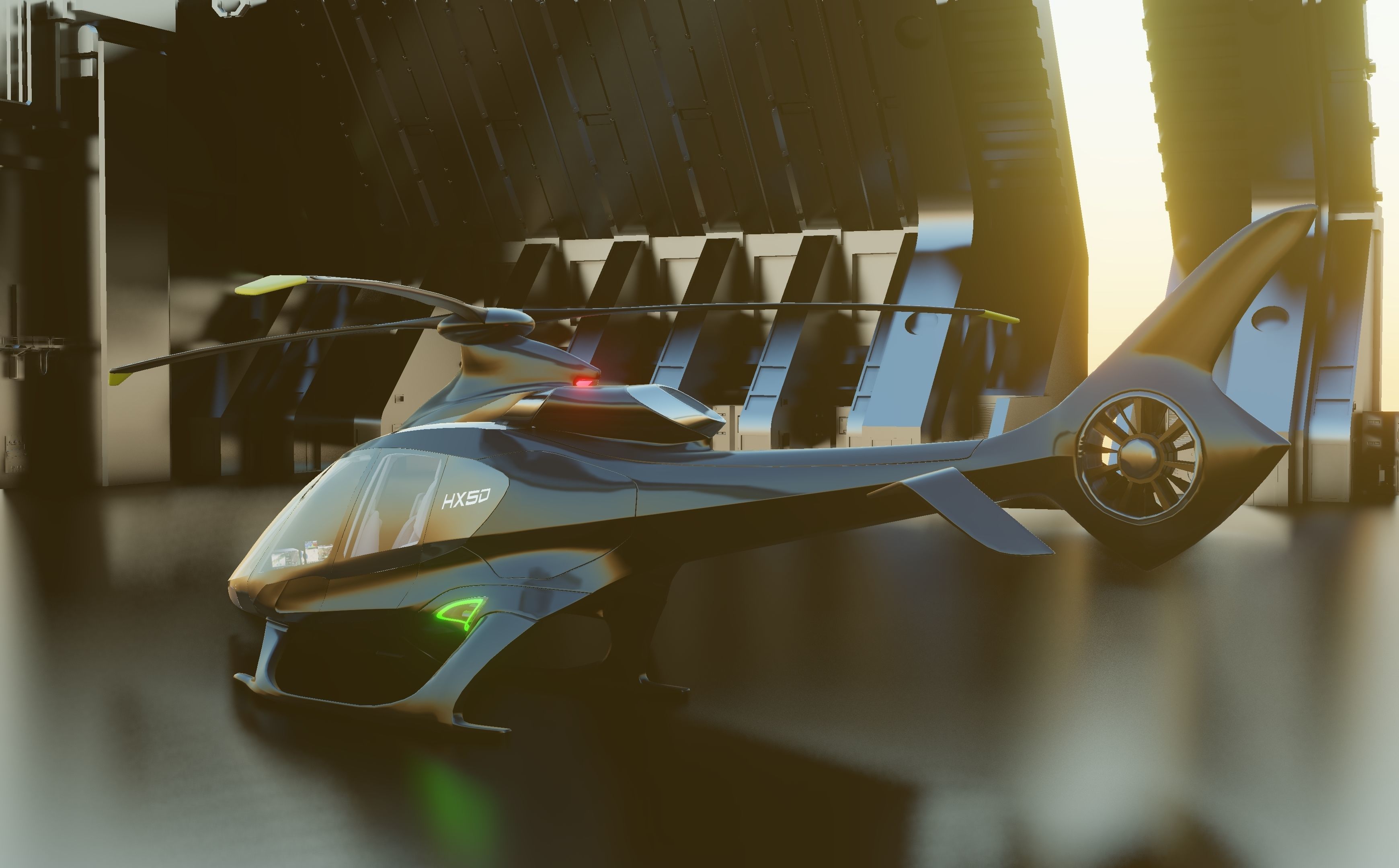 Hill HX50 Concept helicopter Low-poly 3D model_3