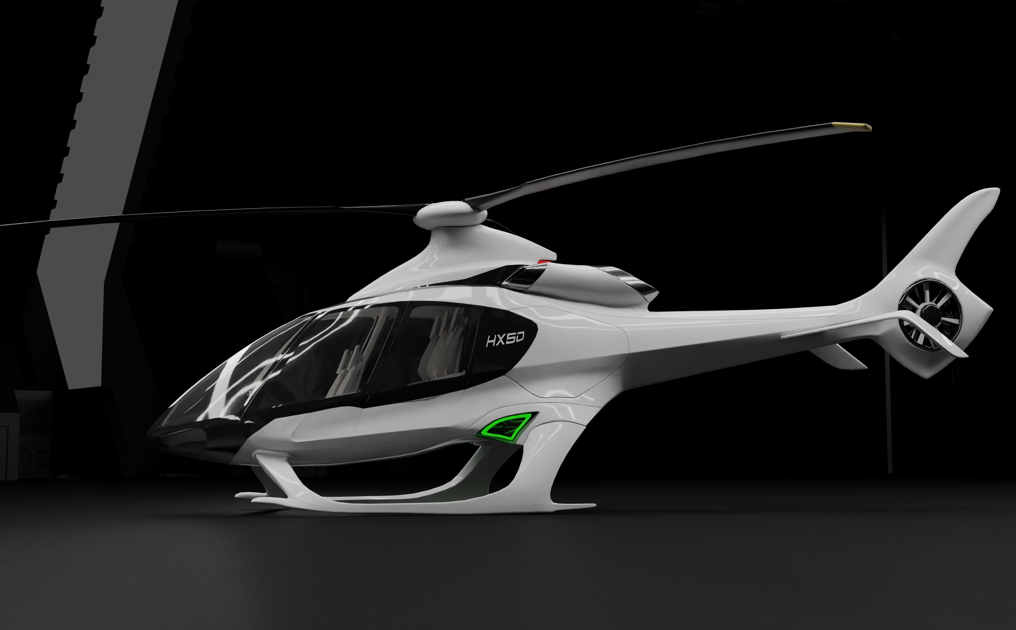 Hill HX50 Concept helicopter Low-poly 3D model_6