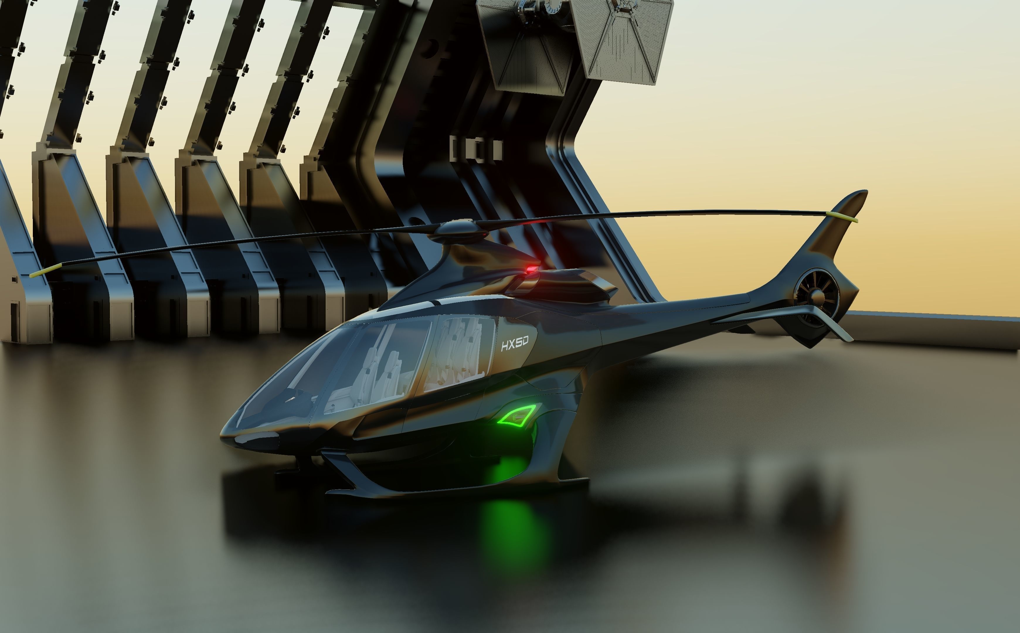 Hill HX50 Concept helicopter Low-poly 3D model_5