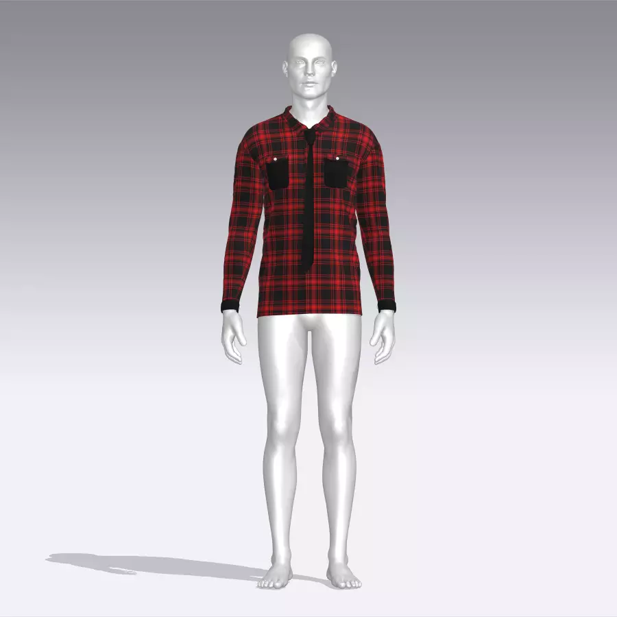 Shirt mannequin with plaid Low-poly 3D model_0