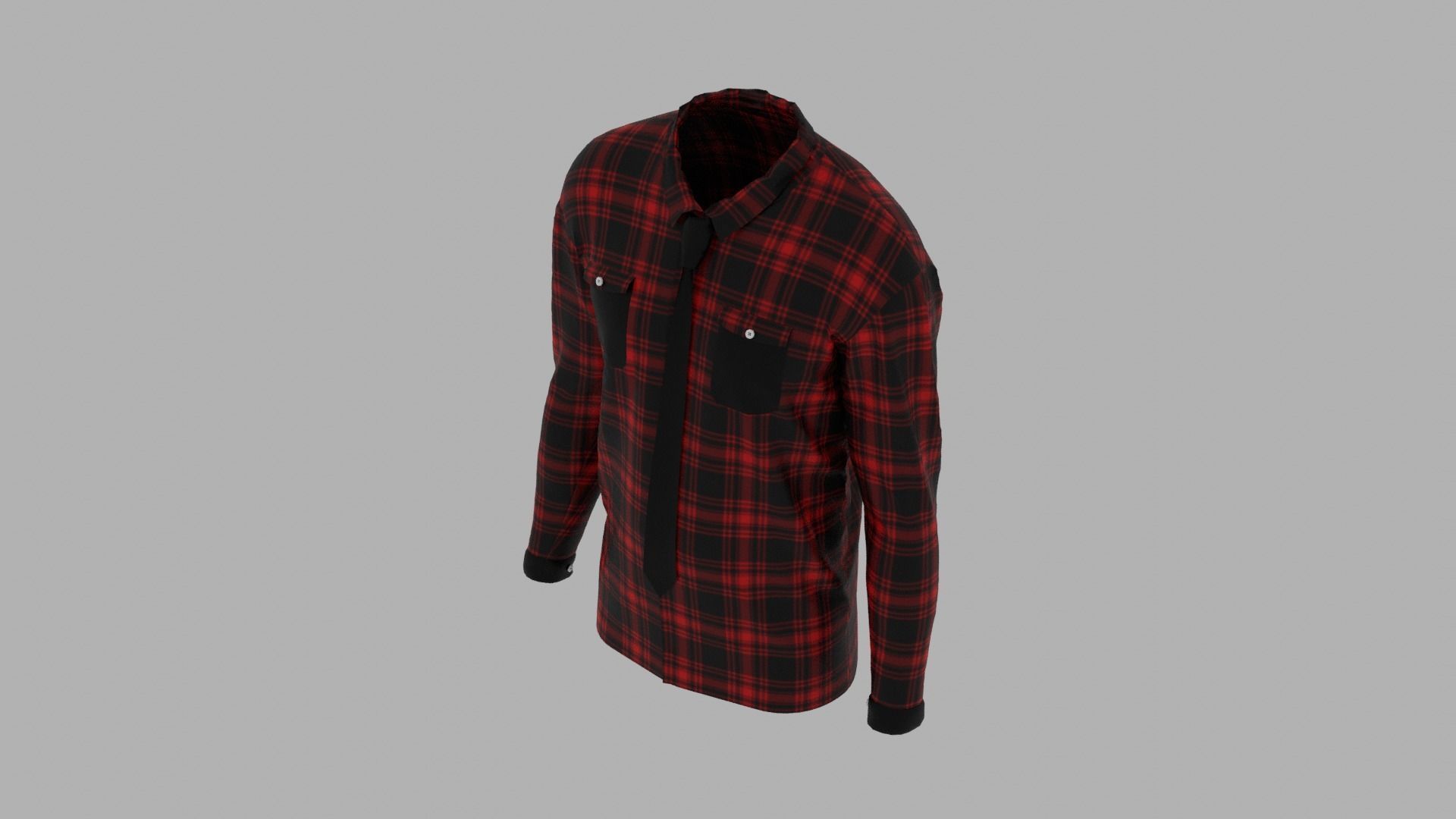 Shirt mannequin with plaid Low-poly 3D model_6