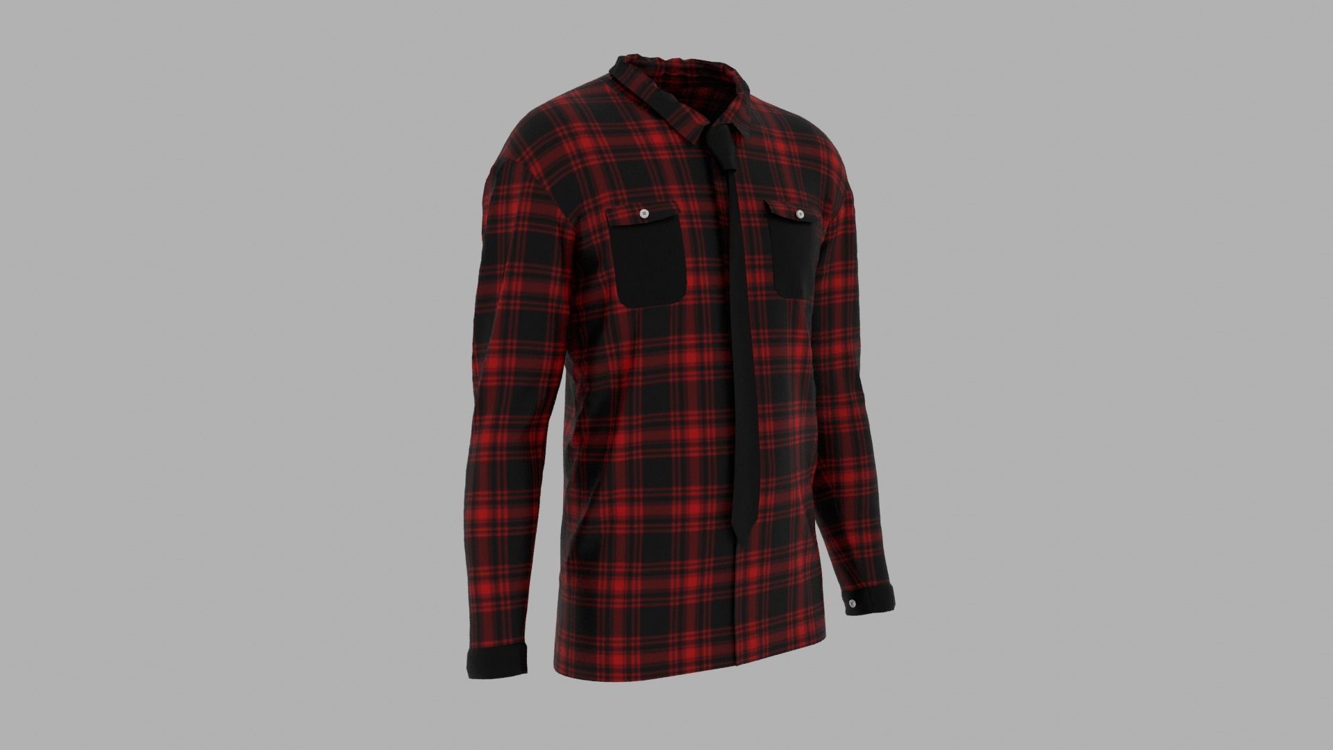 Shirt mannequin with plaid Low-poly 3D model_3