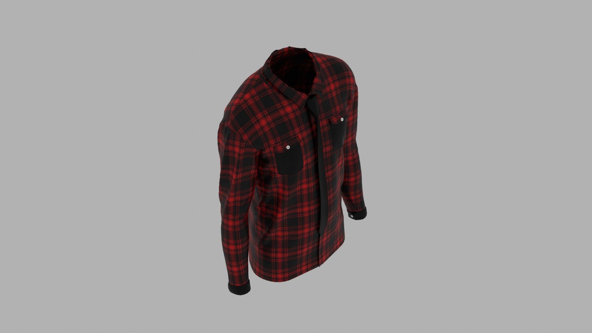 Shirt mannequin with plaid Low-poly 3D model_7
