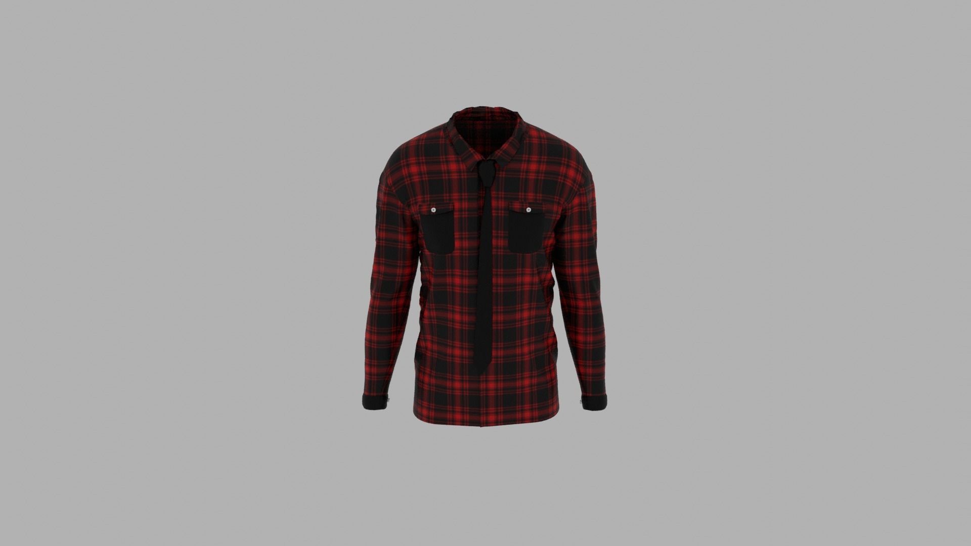 Shirt mannequin with plaid Low-poly 3D model_5