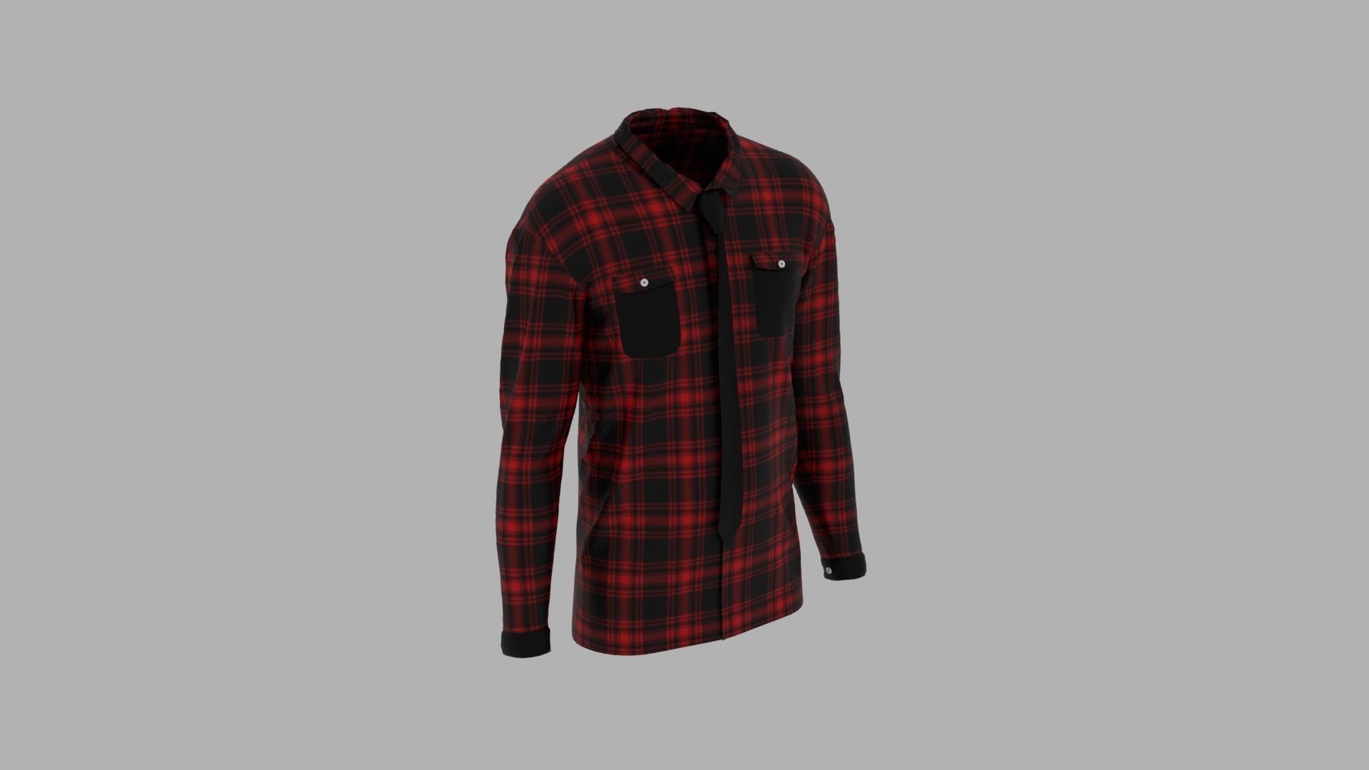 Shirt mannequin with plaid Low-poly 3D model_4