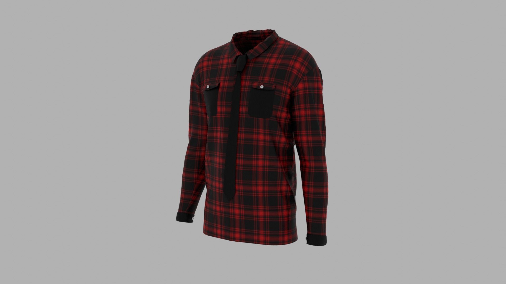 Shirt mannequin with plaid Low-poly 3D model_2